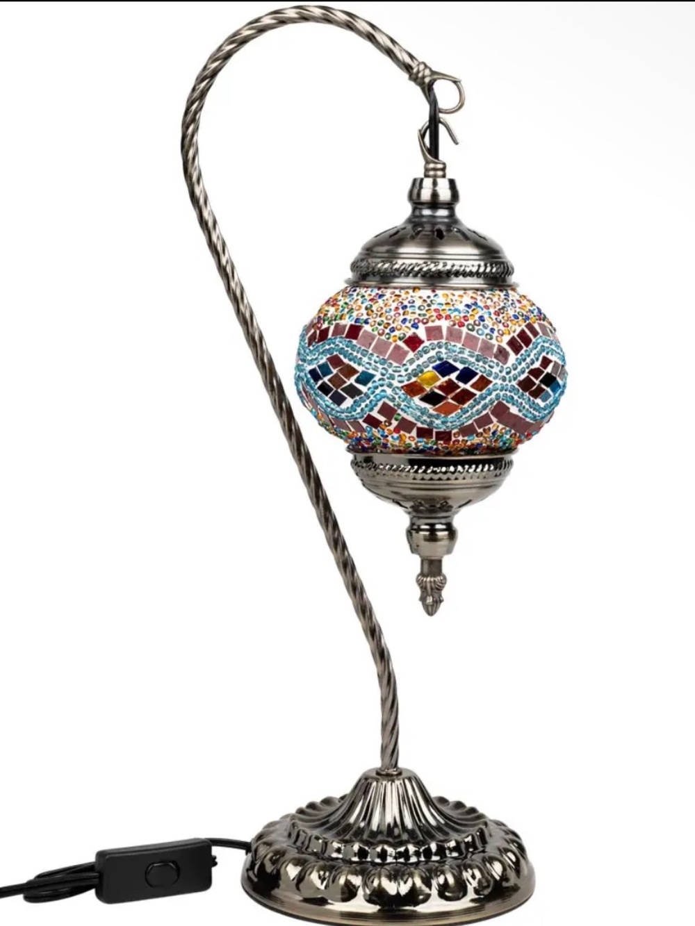 Multicolor Turkish Style Mosaic Stained Glass Lantern Table Lamp